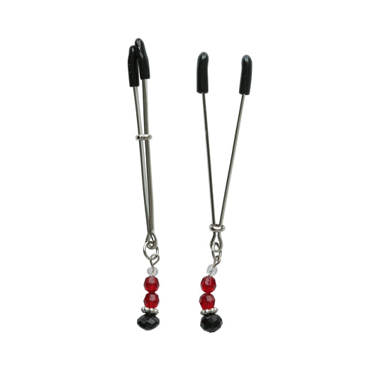 "Sex and Mischief Ruby Black Nipple Clips SS510-82"